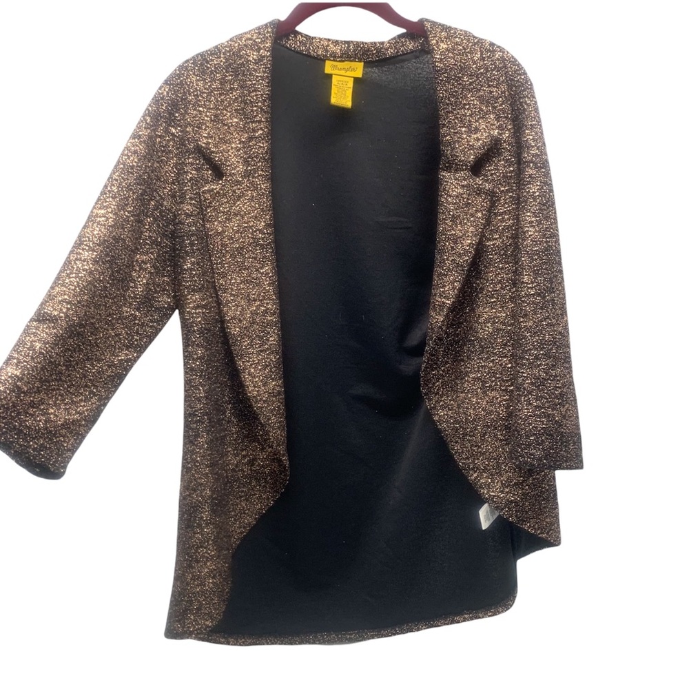 ❤️ Wrangler Metallic Copper Open Front Cardigan Blazer Black Bronze D46